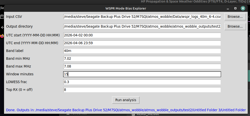 Atmospheric wobble analysis GUI