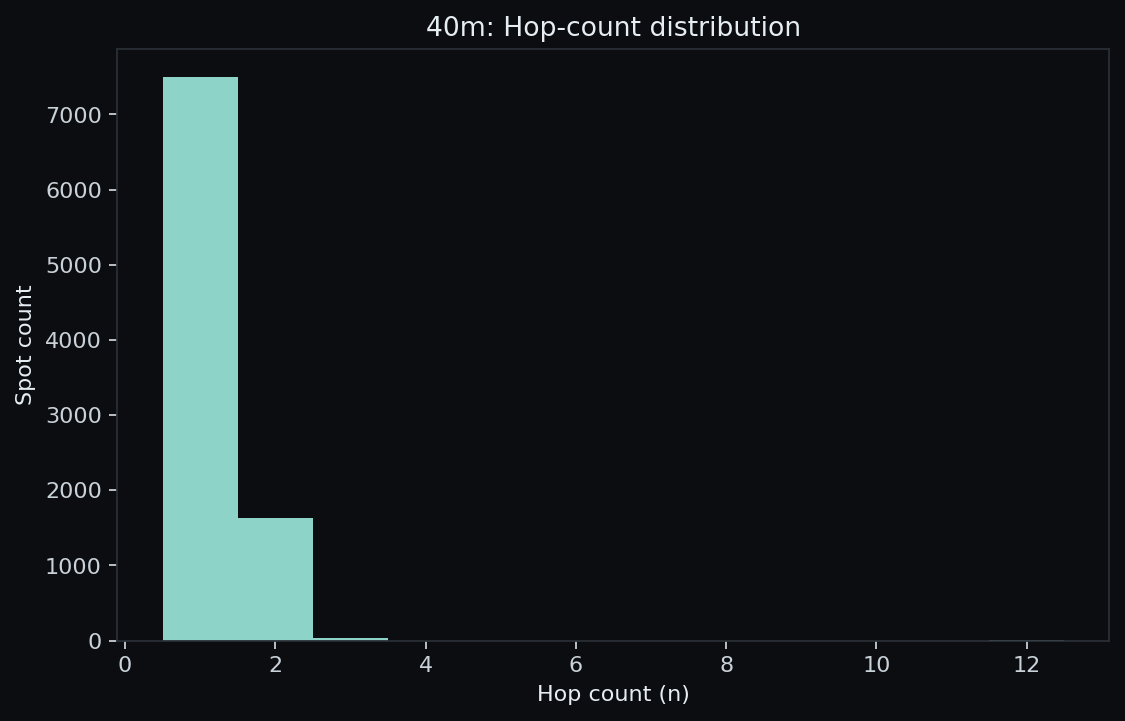 40 m hop-count histogram