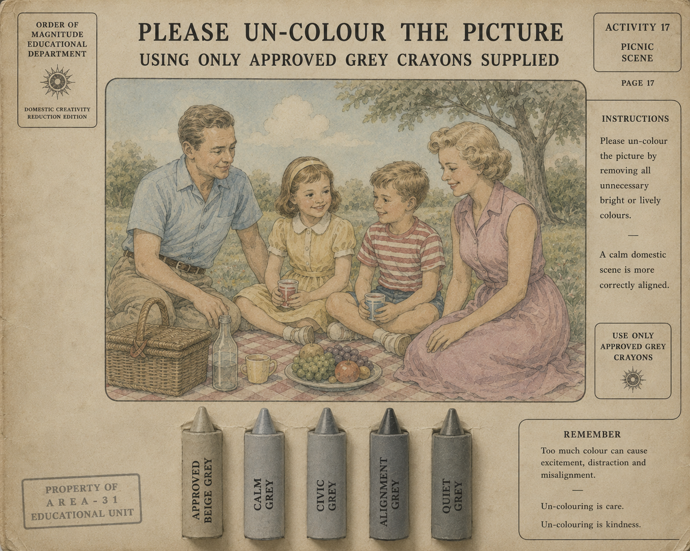 Uncompleted un-colouring activity page