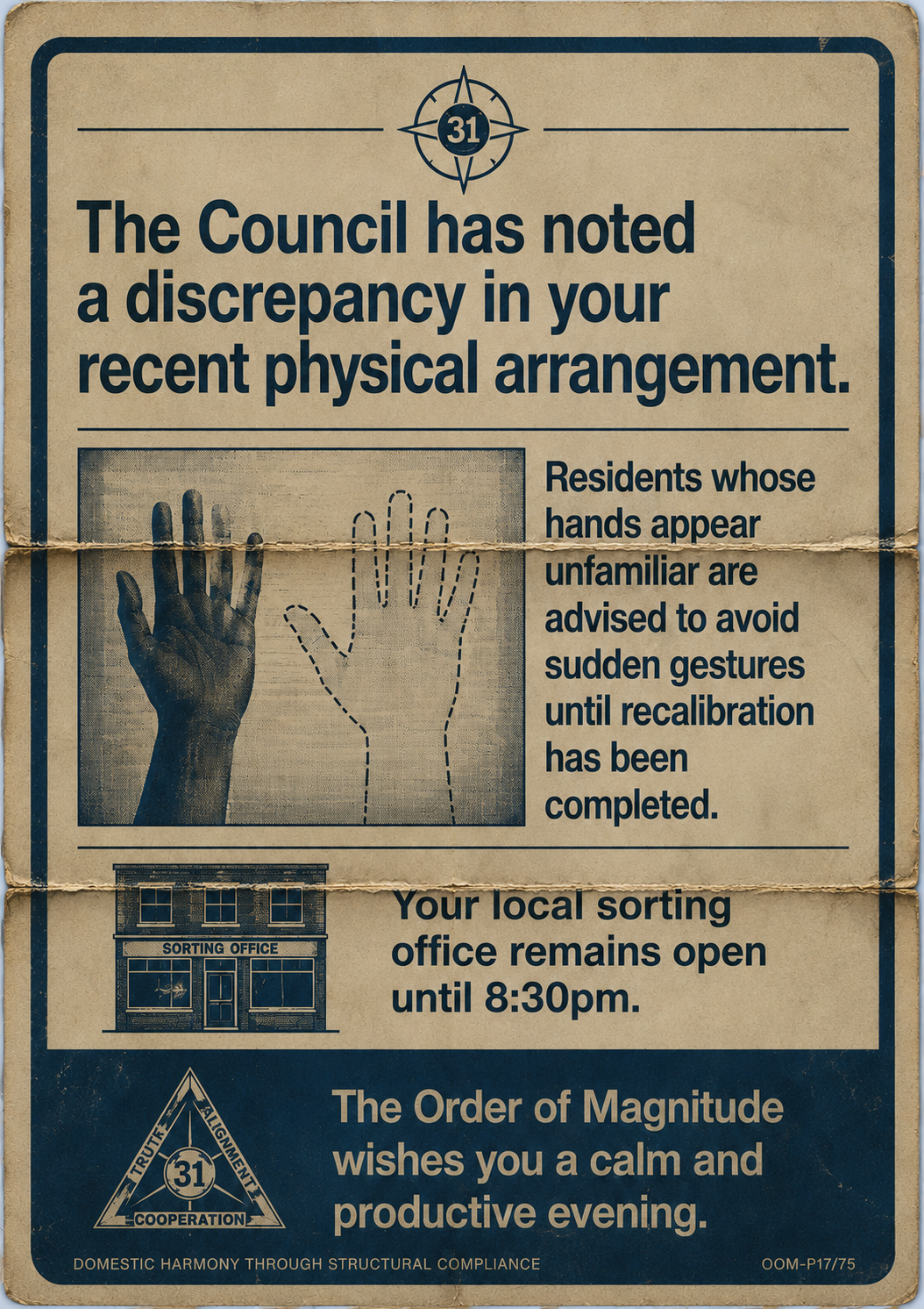 Recovered Order of Magnitude residential alignment notice, Cricklewood, 1974